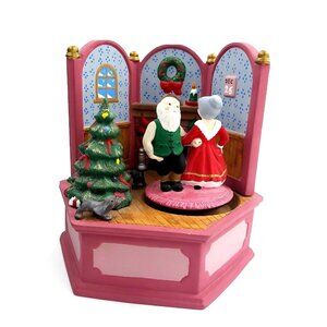 Ceramic Music Box-Mr and Mrs Claus Dancing to Frosty The Snowman-Scioto Mold